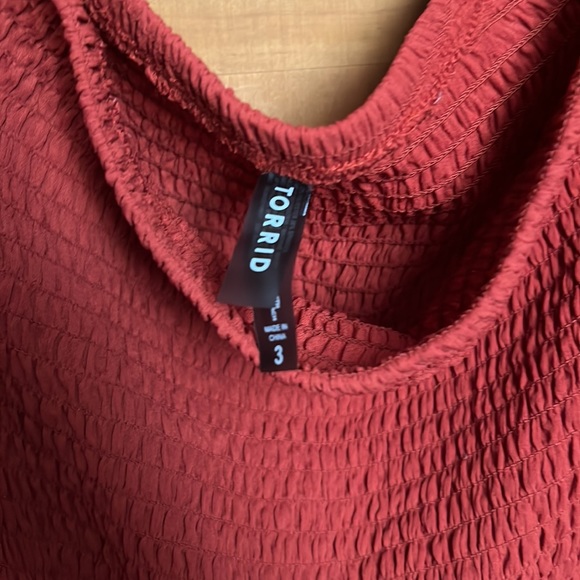 Rust color Torrid size 3 off the shoulder beach cover up/short dress. - Picture 3 of 3